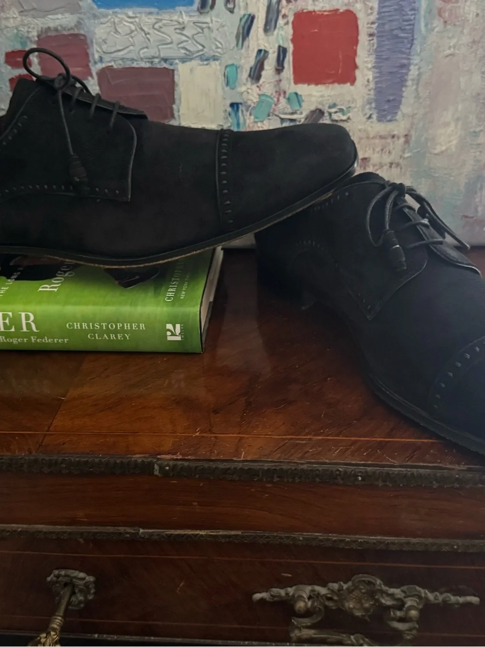 Rare Mezlan Black Suede Cap Toe Oxfords With Elongated Soft Chisel Toe 11.5 D